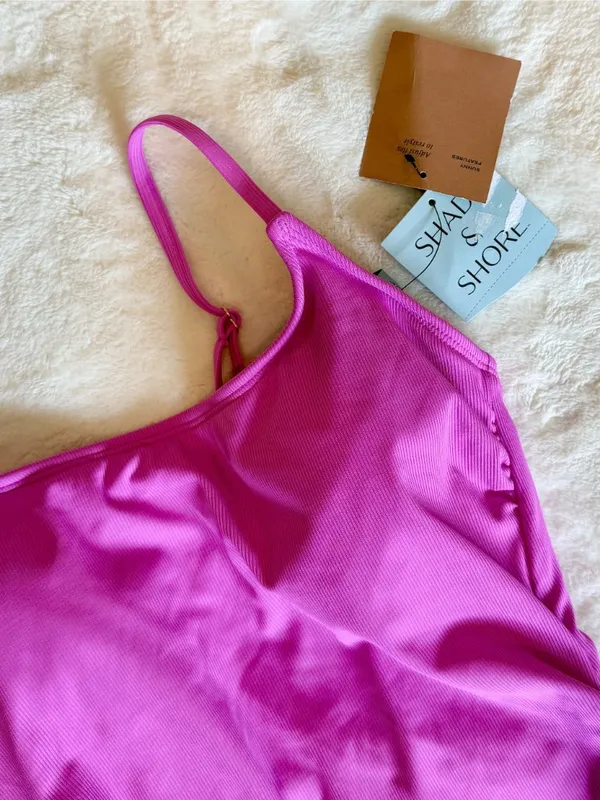 NWT Shade & Shore Purple Medium Coverage One Piece Swimsuit - Size: Small - Image 3