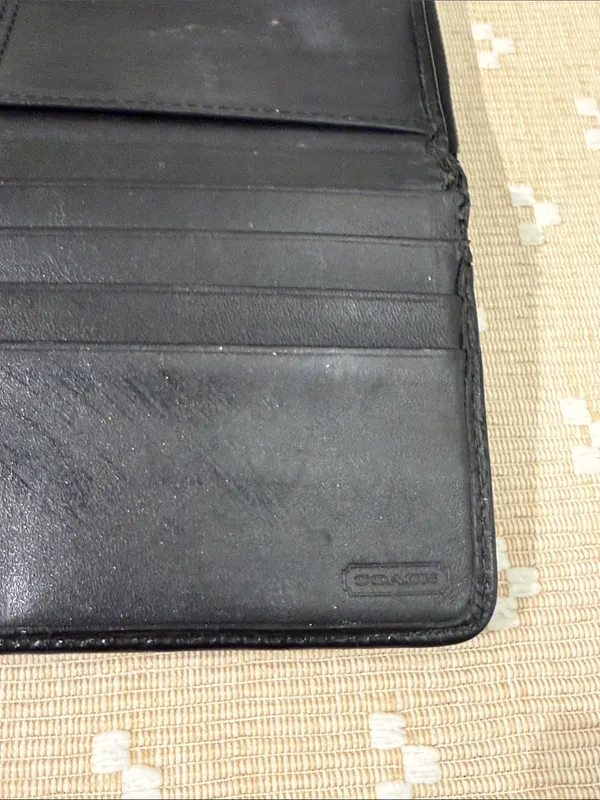 Coach Signature Jacquard‎ Slim Envelope Wallet Black Gray Leather Trim OS - Image 8