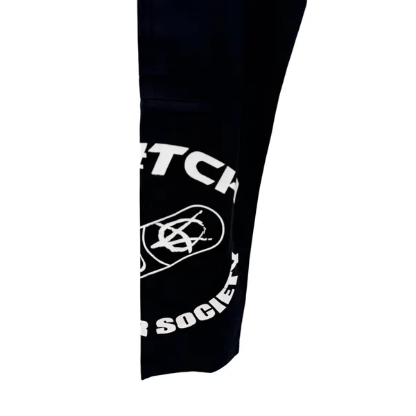 Y2K Graphic Cargo Pants Black Anime Skull Streetwear Alt Utility Rave Stitch L - Image 8