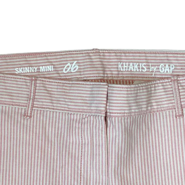Khakis‎ by Gap Skinny Mini Pink Striped Rolled Pants Mid-Rise Stretch Women 6 - Image 7