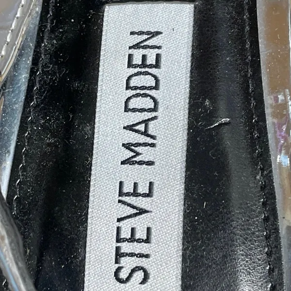 Steve Madden Silver Metallic Pointed Toe Kitten Heel Slingback Pumps Size 8M - Image 5