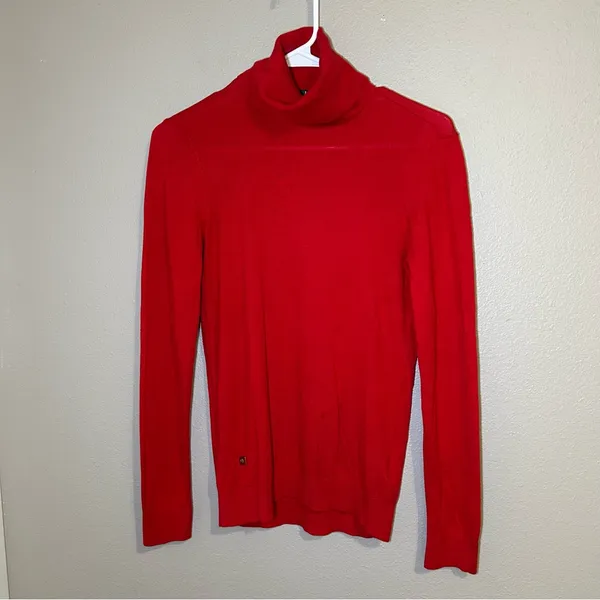 Ralph Lauren Red Silk Blend Turtle Neck Knit Sweater Women’s Size Medium - Image 2