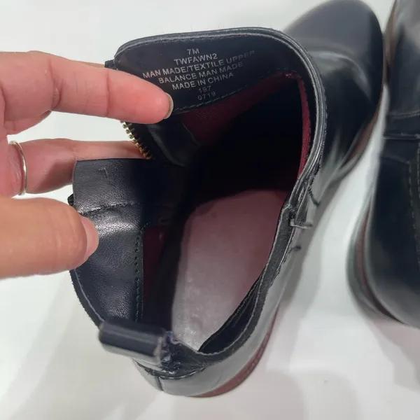 Tommy Hilfiger TWFAWN Black Leather Ankle Boots Logo Women 7M Zipper Equestrian - Image 5