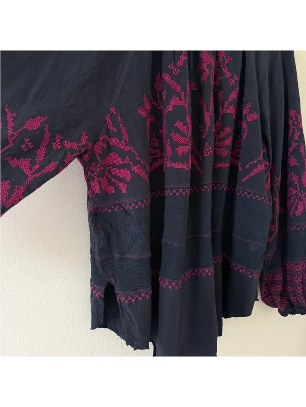 Free People Persuasion Embroidered Boho Chic 100% Cotton Floral Blouse -medium - Image 12