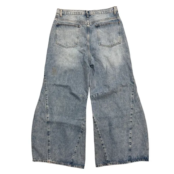 Listicle Wide Leg Jeans NWT L High Rise Denim Trendy‎ Cropped Raw Hem - Image 3