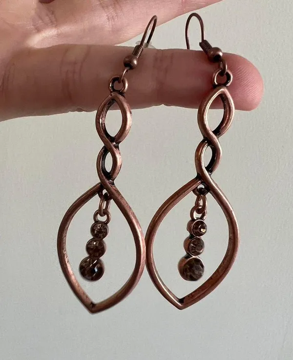Bronze Metallic Dangle Earrings Gold - Image 4