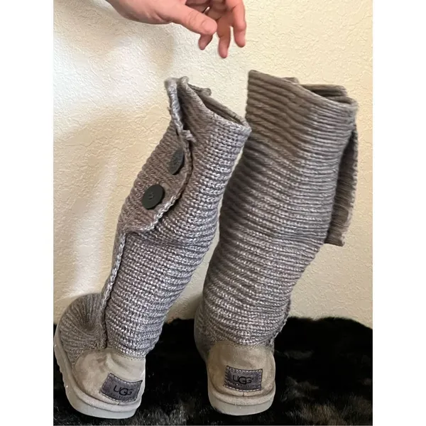 UGG Tall Sweater Boot Womens 8 Classic Cardy Wool Knit Sock - Image 4