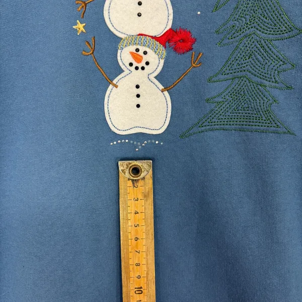 Vintage M&C‎ Sportswear Snowmen Tree Crewneck Sweatshirt Sz L Grandma Christmas - Image 7