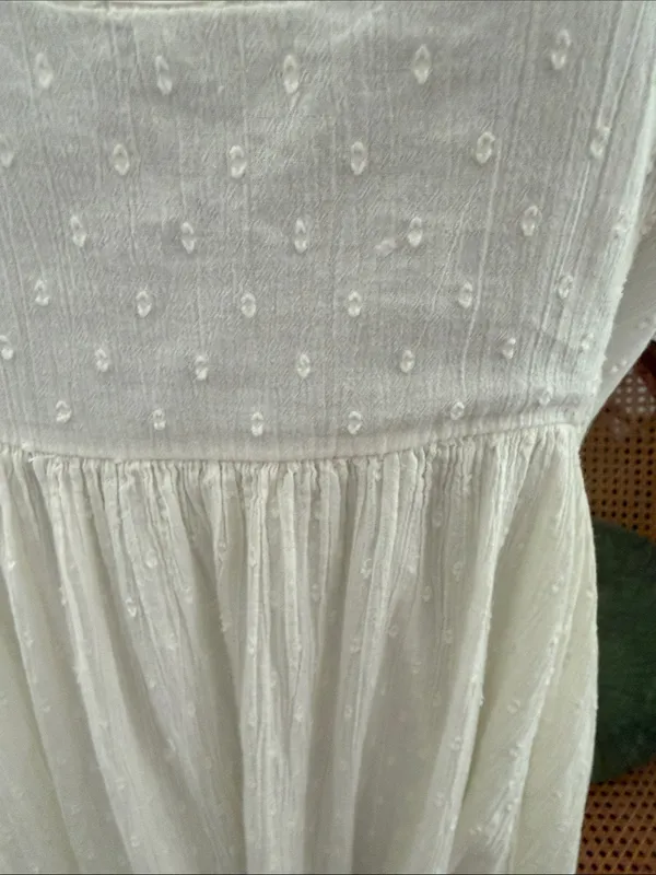 Urban Outfitters Off-White Swiss Dot U-Back Empire Babydoll Midi Maxi Dress - Image 3