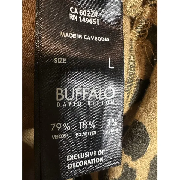 Buffalo David Bitton Cheetah Pullover Sweatshirt TopTan/Black Soft Size Large - Image 4