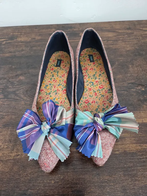 Mere Ballet Flat Shoe Bows Tweed Colorful Ecentric Artsy Fun Statement Size 9 - Image 3