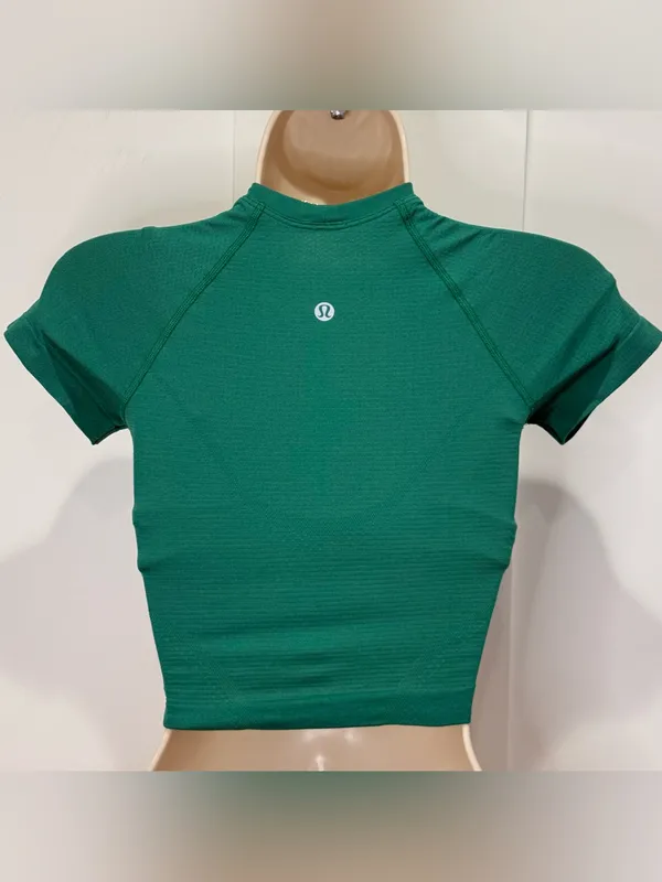 Lululemon Swiftly Tech Cropped Short Sleeve Shirt 2.0 Size 0 Cascadia Green Yoga - Image 4