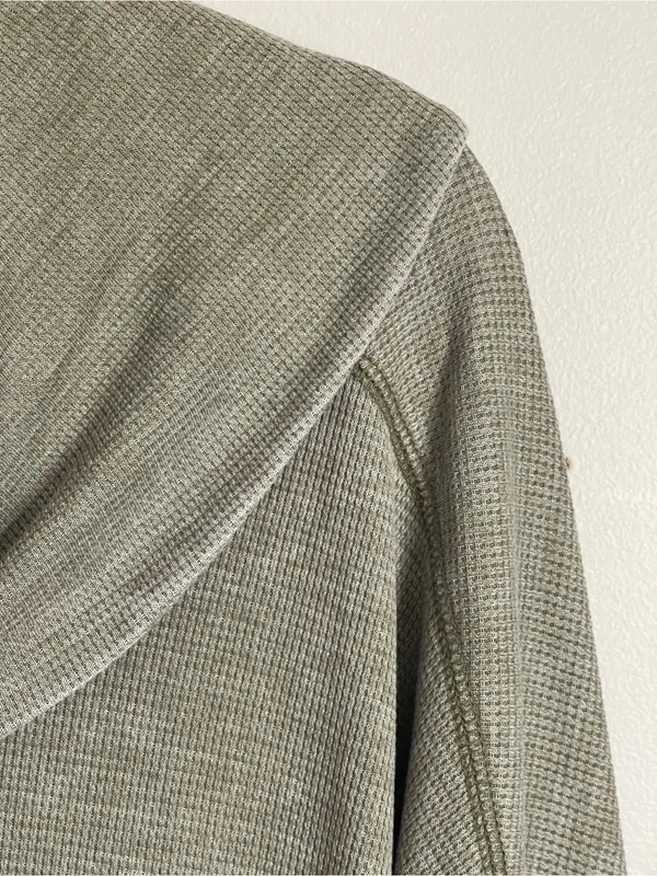 LUCKY BRAND | Olive Green Cowl Neck Henley Top Sz S - Image 3