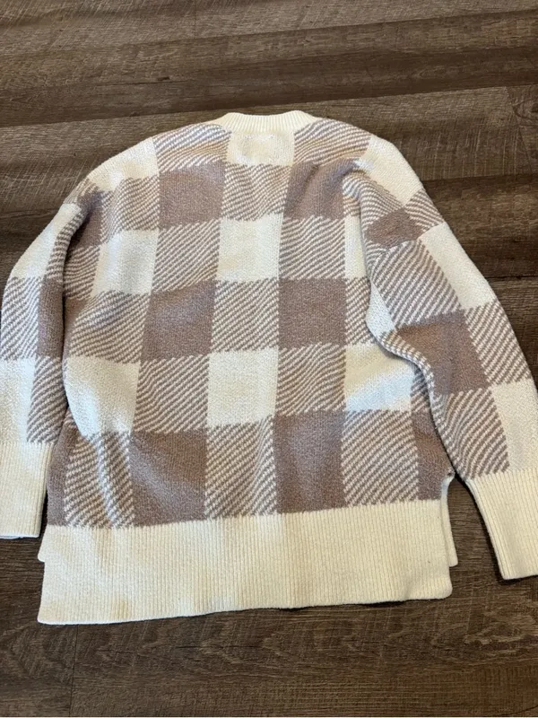 Abercrombie & Fitch Oversized Checkered Sweater - White & Beige - Image 5