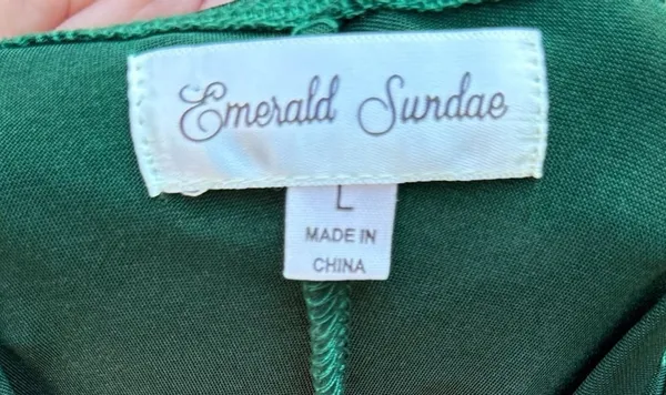 Emerald Sundae Satin Mini Dress Size L Green Ruched Bodycon - Image 5