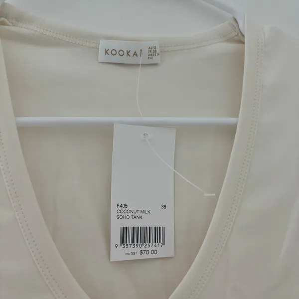 Kookai White/Cream Soho Tank in coconut water - Image 3