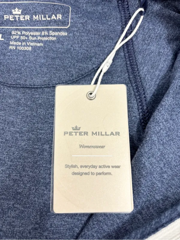 Peter Millar Navy Quarter-Zip Pullover White Trim Performance Top Size L NWT - Image 6