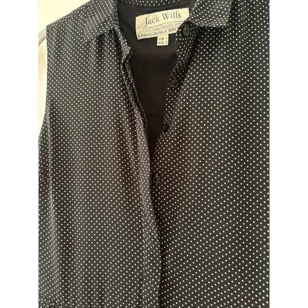 Jack Wills Black White Polka Dot Sleeveless Pleated Shirt Dress Women’s US 2 - Image 6