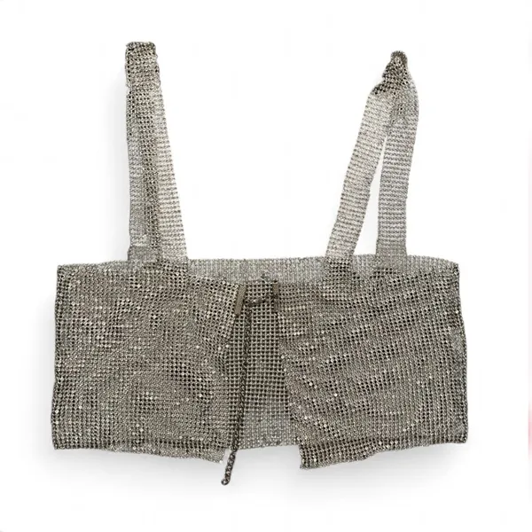 Silver Sequin Chainlink Bra Top XS/S Festival Rave Clubbing Coachella Statement - Image 3