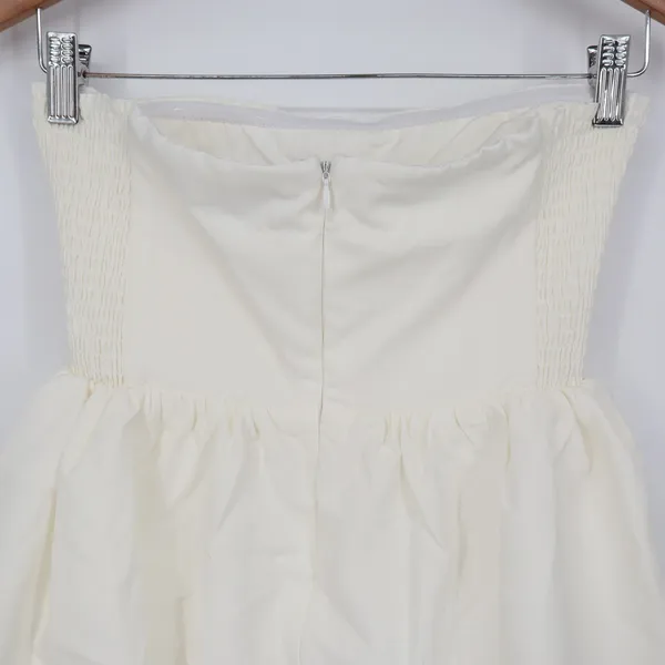 Showpo Shaima White Strapless Pleated Bubble Hem Mini Dress Size 2 NEW - Image 7