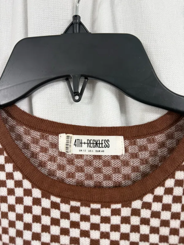 Anthropologie 4th reckless bodysuit checkered brown - Image 2
