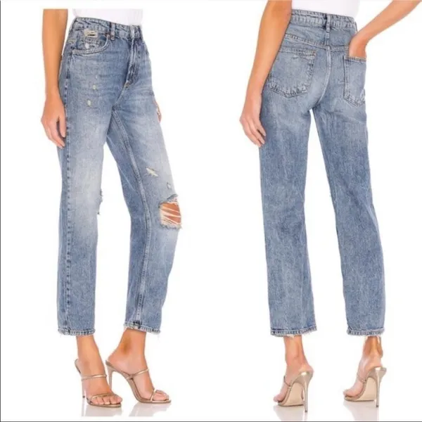 Free People Dakota Straight‎ Leg Jean in Indigo Blue Size 26 - Image 2