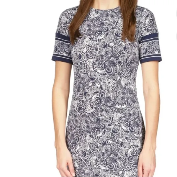 Michael Kors Paisley Print Casual Light Blue T-shirt Dress Women's Size S NWT - Image 2
