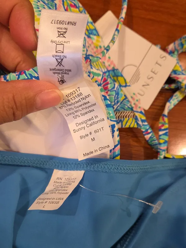 Sunset 2pc Bikini Set: Binkini Top is Size MEDIUM** Bikini Bottom Size LARGE** Blue - Image 7