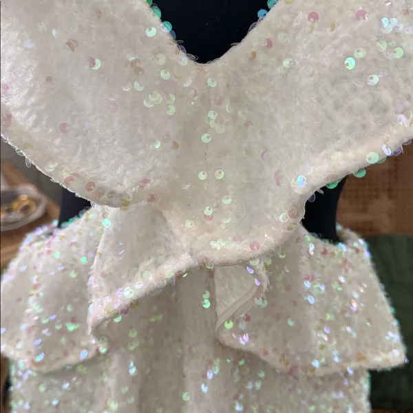 Show Me Your MuMu Zoey White Sparkling Iridescent Sequin Open Back Mini Dress - Image 4