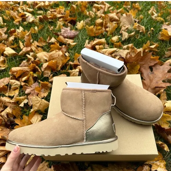 New authentic UGG Tan and Gold Ankle Boots size 8 - Image 2