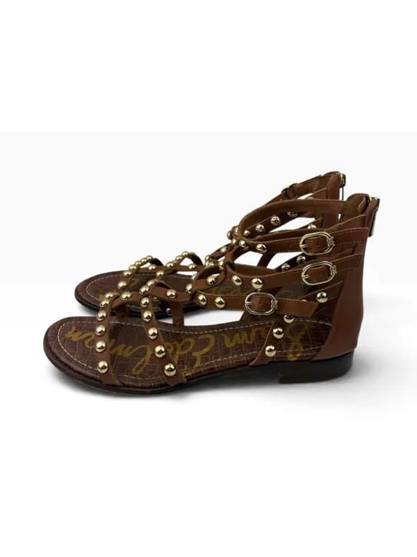 -Sam Edelman Estella Studded Flat Gladiator Sandal Womens 11 Brown Festival Flat - Image 3