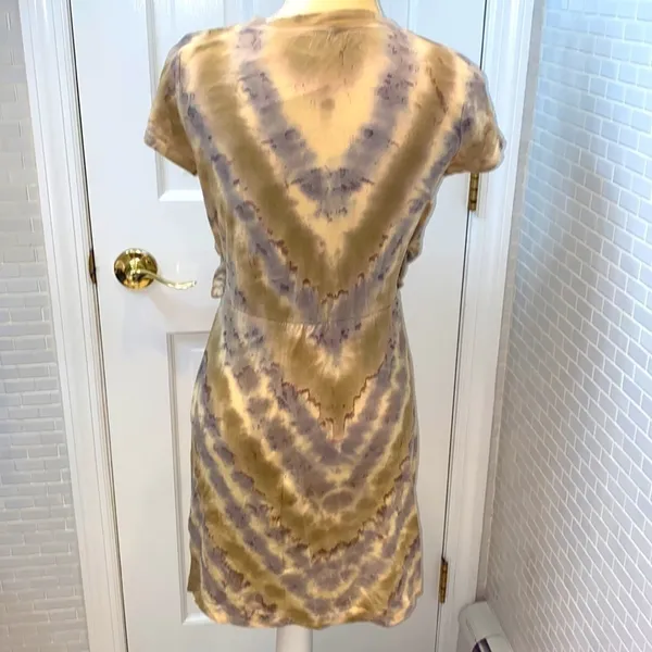 Anthropologie Maronie 💯 cotton tie dye tan/lavender tee shirt dress. Size M NWT - Image 6