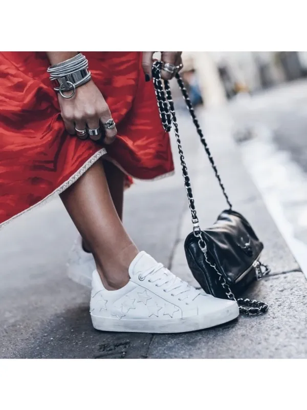 Zadig Voltaire Sneakers Size 7‎ EU 38 White Leather Distressed Star Alternative - Image 13