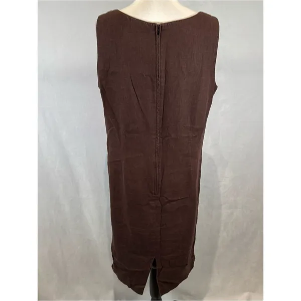 Vintage Sag Harbor chocolate brown stitched and turquoise beaded dress size 14 - Image 3