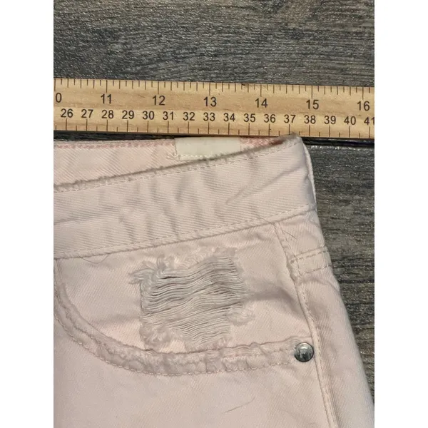 Lovers + Friends Jack High Rise‎ Distressed Denim Shorts Pink Amalfi Size 28 - Image 8
