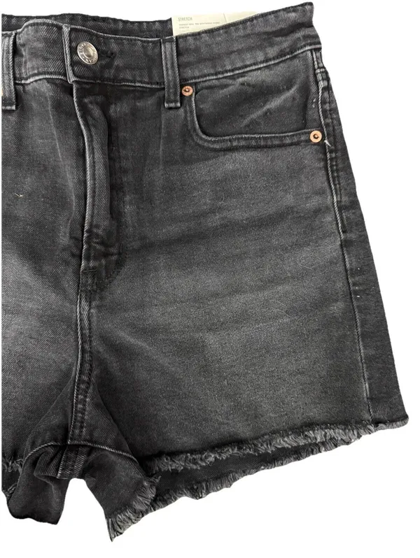 (C9) American Eagle High Rise ’90s Boyfriend Denim Shorts Black 8 Distressed - Image 4