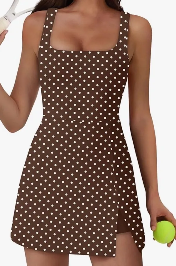 Amazon Athletic Dress for Women Mini U Neck Sleeveless Built in Shorts with Pockets - Image 2