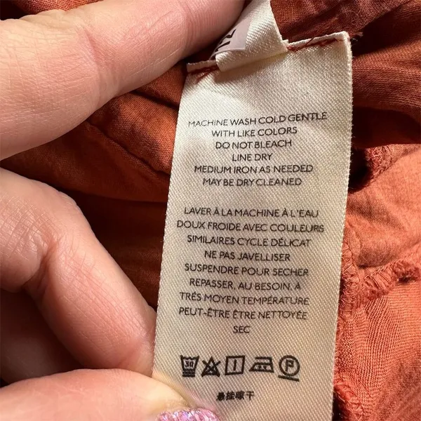 Maeve Women's Linen Twist Front Button-Down Mini Dress Burnt Orange Size L - Image 9