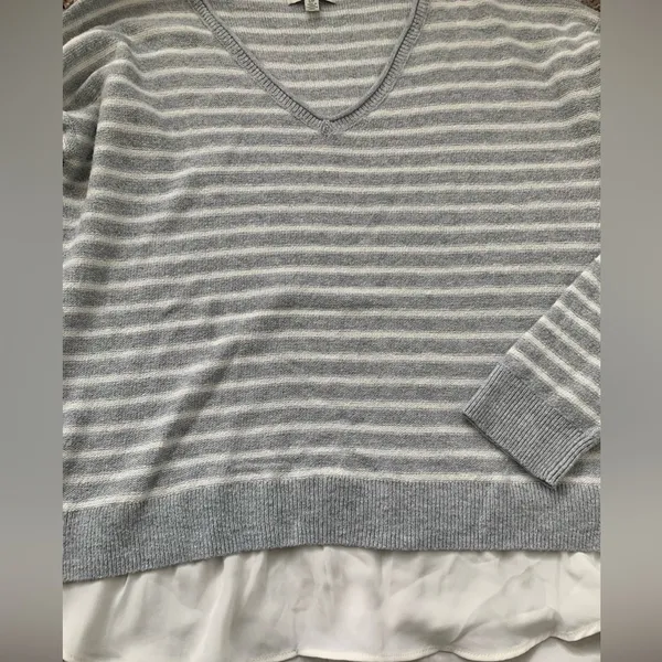 Lucky brand womens v neck striped sweater-layered - Image 2