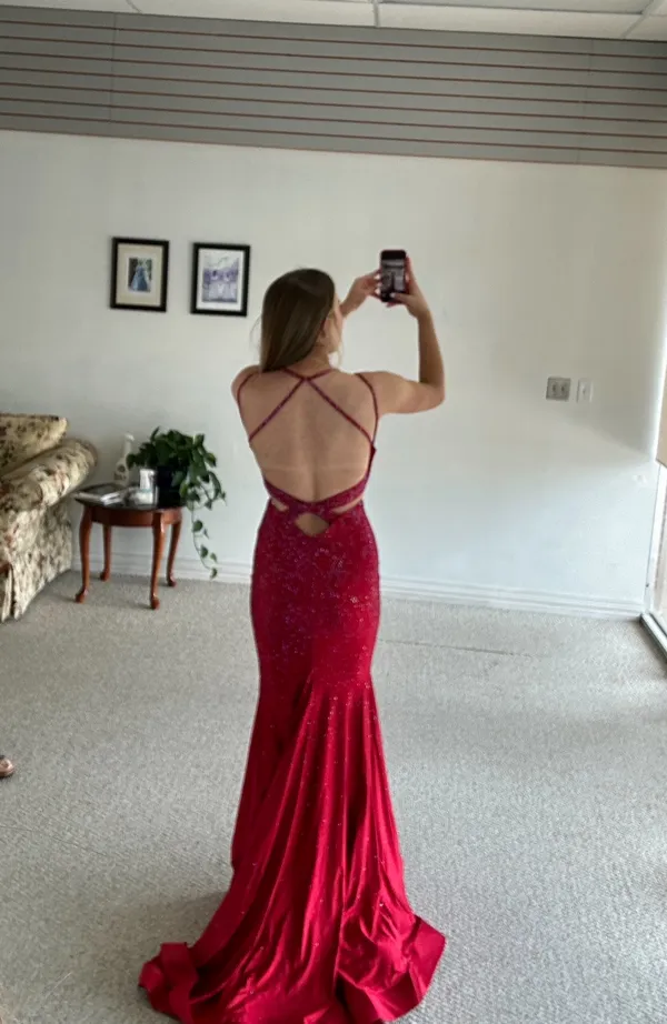 Ellie Wilde Red Prom Dress - Image 2