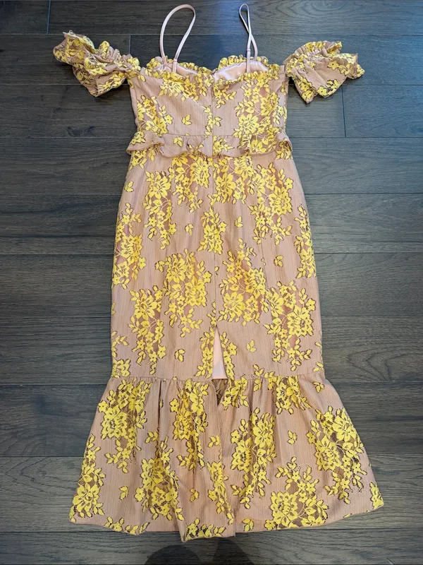 MAJORELLE Sashie Midi Dress in Golden Blush Size XS - C57-007 - Image 9