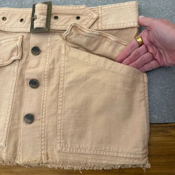 Free People Hang On Tight Belted Utility Mini Skirt in Sand Size 6 NWOT - Image 7