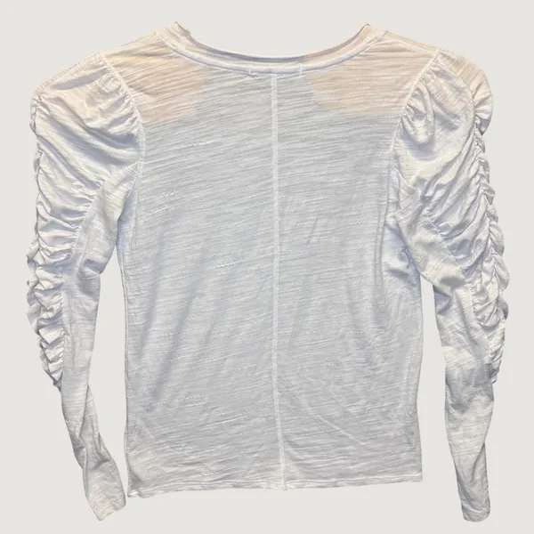 2007 | Free People We The Free Ruched Puff Sleeve Slub Knit‎ Top White Womens L - Image 2