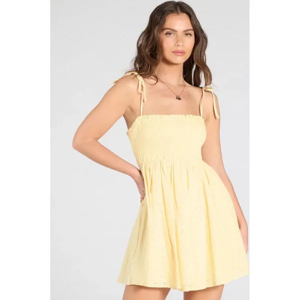 Windsor Sunny Tones Smocked Eyelet Skater Dress Small NWT - Image 3