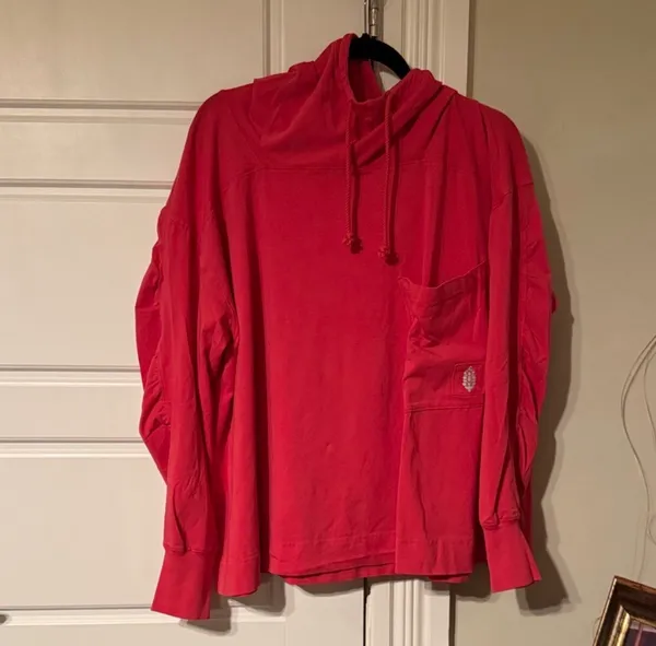 Free People Movement Hot Shot Hooded Layer Red Long Sleeve Medium - Image 2