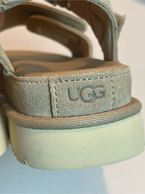UGG Goldenstar Suede Platform Strap Sandals Sand Size US 8 EU 39 - Image 7