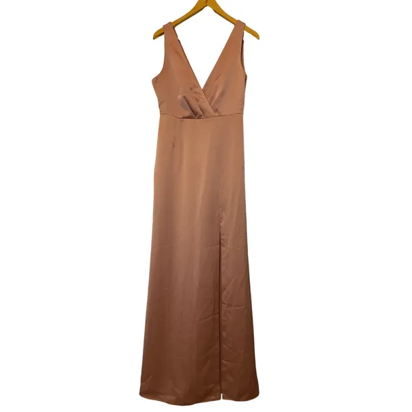 BHLDN Piper Sedona Satin V-Neck Bridesmaid‎ Gown Size 8 - Image 3