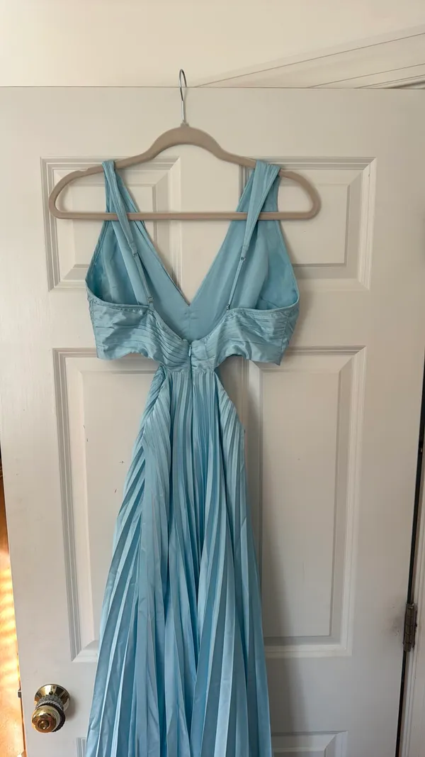 Abercrombie Maxi Dress Cut-Out Satin Pleated - Image 4
