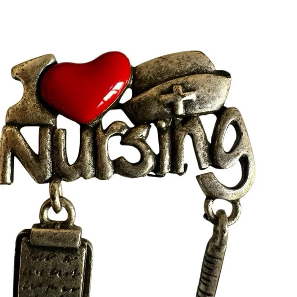 Style Vintage “I ❤️ Nursing” Brooch with Charms - Image 8