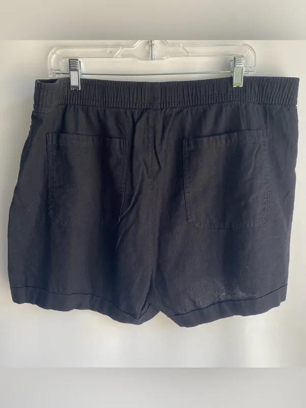Old Navy black cuffed linen shorts summer beach resort travel XL - Image 4